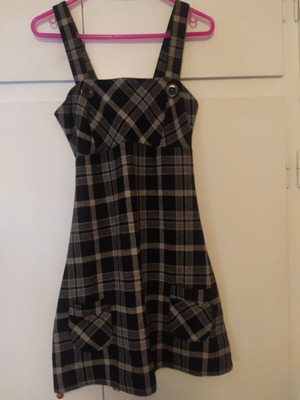Lucia Tartan wool salopette like new, size S, black and grey