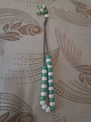 Two-tone worry beads green and white used, vintage retro