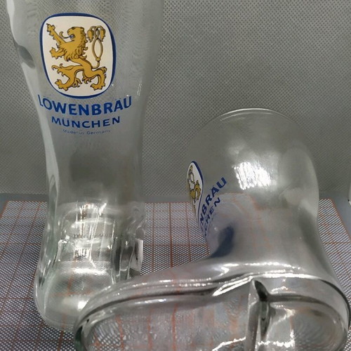 Löwenbräu boot-shaped collectible beer glasses like new