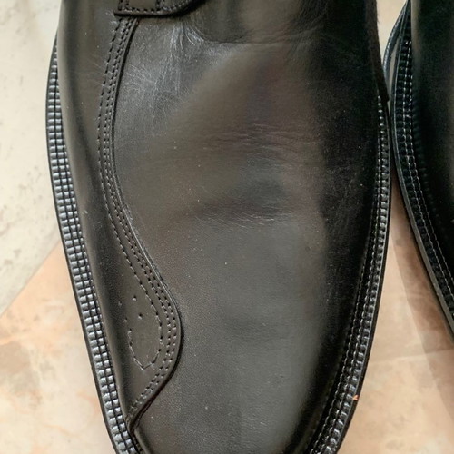 Men's leather stitched shoes new, size 42, black