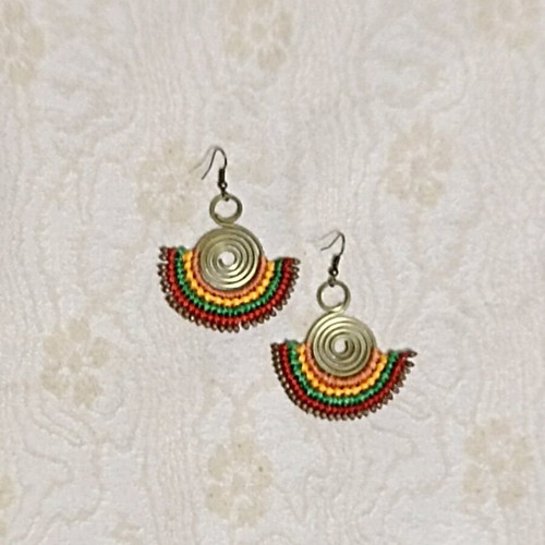 Handmade macrame earrings used, boho style, multicolor