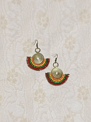 Handmade macrame earrings used, boho style, multicolor