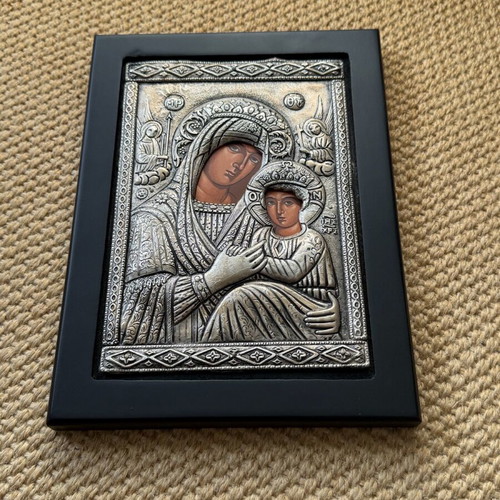 Silver icon of Virgin Mary with Jesus new, 950 silver