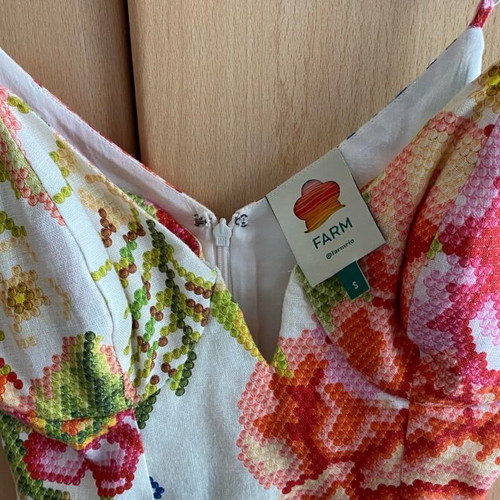 Farmrio dress small linen short tight like new multicolor