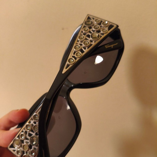 Salvatore Ferragamo sunglasses used, vintage style, black