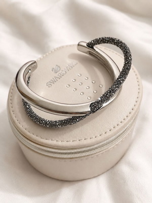 Swarovski silver cuff bracelet with dark crystals