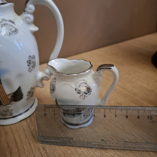 Vintage Bavaria porcelain tea set with painted Italian city scenes, like new