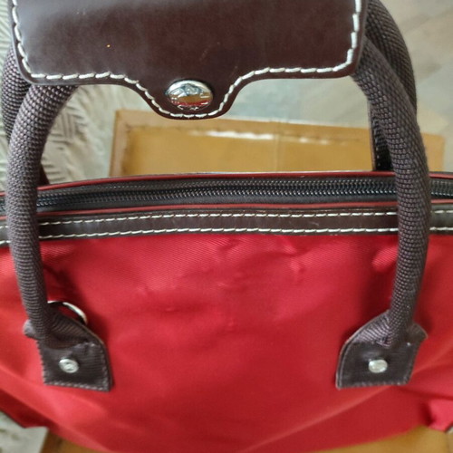 Lancel red crossbody bag like new with leather trims