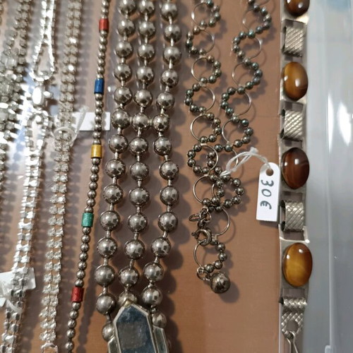 Metal Bracelets with Rhinestones and Beads, New, All Together