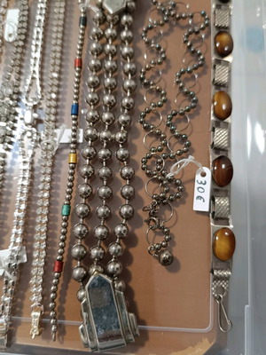 Metal Bracelets with Rhinestones and Beads, New, All Together