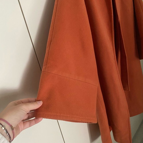Moutaki coat with belt one size like new, orange terracotta