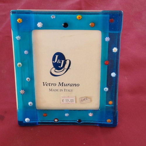 Murano frame with colorful flowers and stand, new