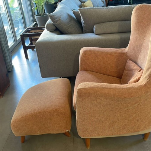 Armchair with footstool like new, removable washable cover