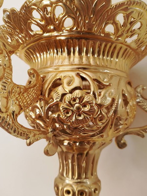 Gold-plated hanging lamp used, religious without glass cup
