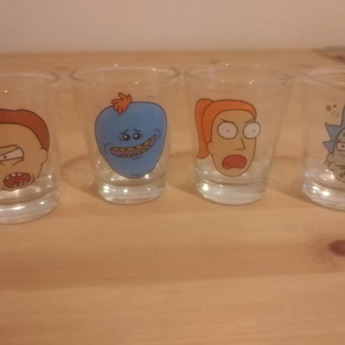 Rick and Morty shot glasses set of four like new