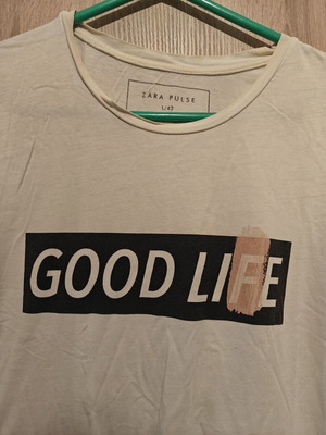 Zara men's T shirt used, white, size L, short sleeve