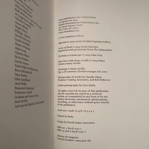 Saville art book by Jenny Saville, used hardback