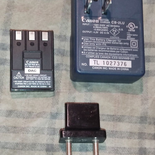 Canon charger CB-2LU and NB-3L lithium battery used