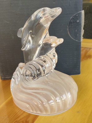 Crystal decorative dolphins vintage by RCR Cristalleria Italiana like new