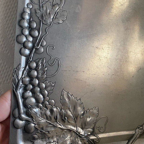 Tin tray used, art nouveau, with Achille Gamba marks