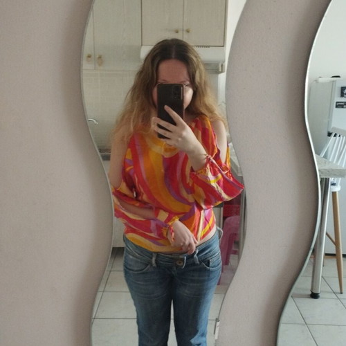 Zara multicolor hippie style blouse, size S, silk