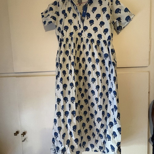 Karavan dress with pattern like new, white and blue