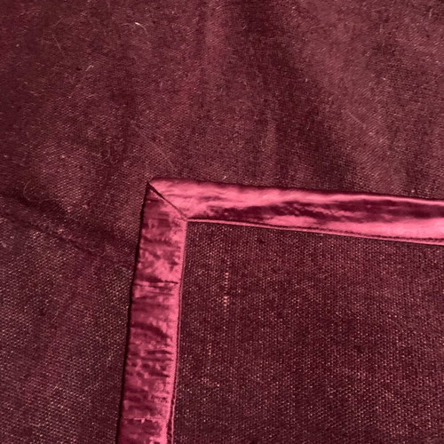 Wool woven half-double blanket burgundy with white details new
