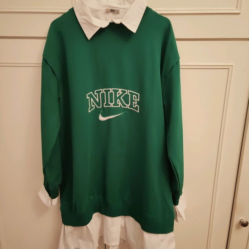 Blouse dress like new with integrated collar and cuffs, white-green