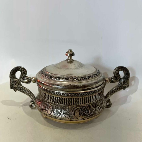 Vintage Italian Silver-Plated Fondue Pot Guido Galbiati 1950s used