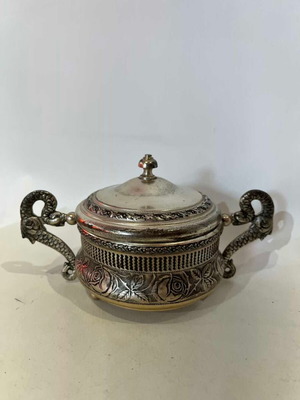 Vintage Italian Silver-Plated Fondue Pot Guido Galbiati 1950s used