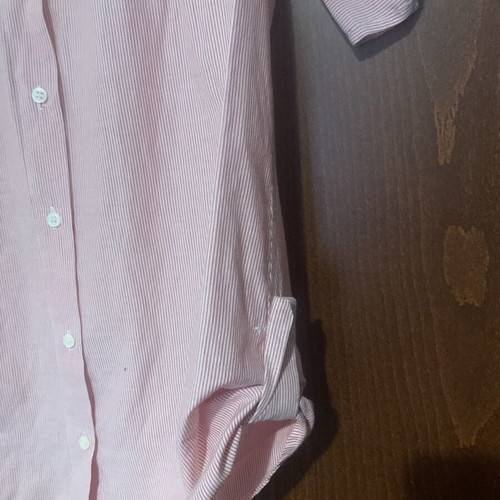 Shirt used, short sleeve, white and pink, size S