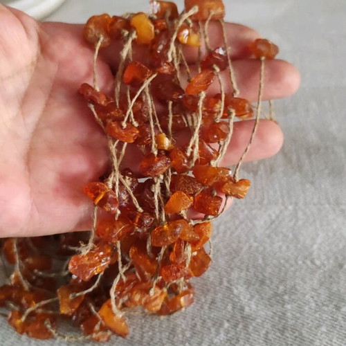 Natural amber necklace like new, multiple strands with natural twine