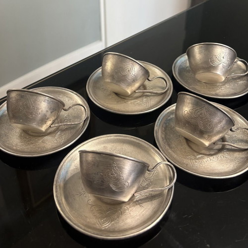 Retro Soviet collectible coffee cups with saucers set of 5, like new, melchior USSR