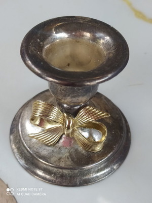 Vintage candlestick used, height 6.2cm