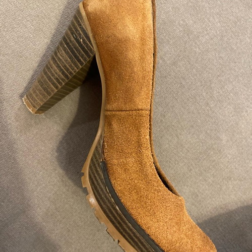 MTNG suede pumps used, size 39, yellow with rubber sole
