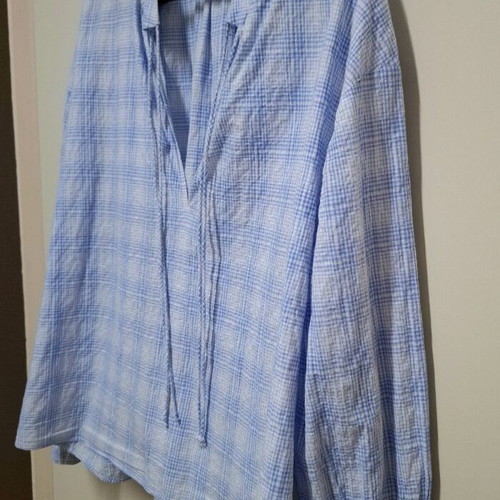 Zara cotton shirt XL like new, blue-white