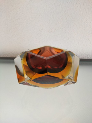 Handmade Murano glass vase and ashtray set used