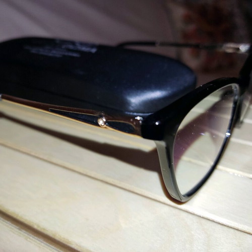 Valerio eyeglasses new, black with gold frame