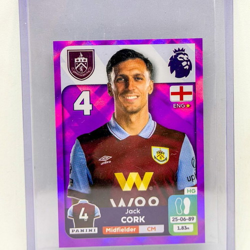 Panini Premier League 2024 Jack Cork Captain Purple Parallel sticker mint