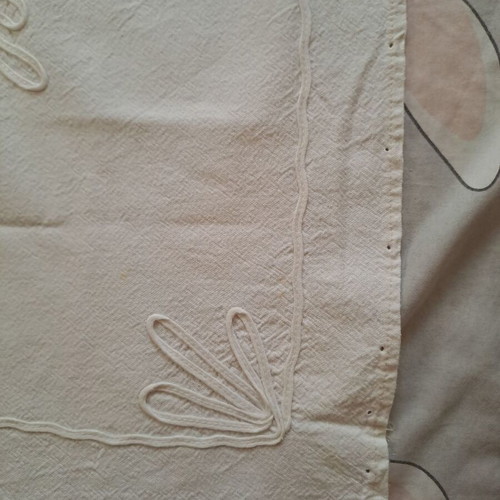 Traditional handmade kare 81×78, like new, white embroidered table linen