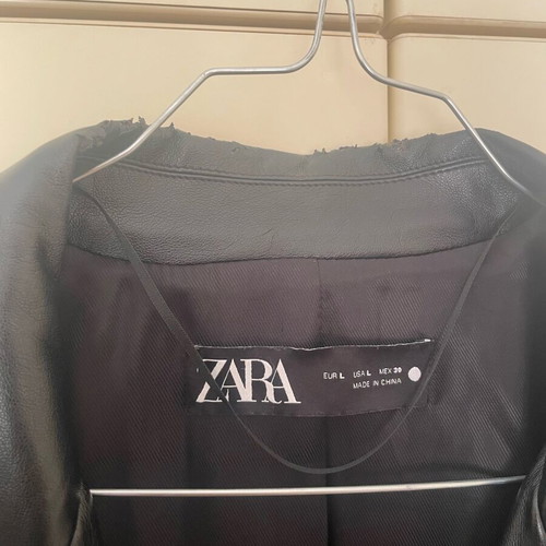 Leather jacket Zara black used, size L