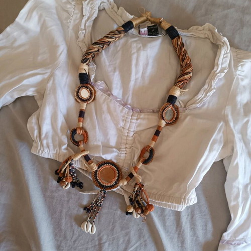 Boho handmade knitted necklace used