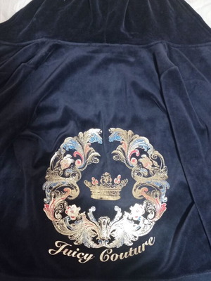 Велурено яке Juicy Couture ново, синьо с щампа на гърба