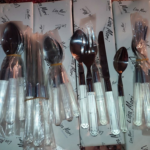 Lisa Mori Serving Set new, stainless steel with acrylic handles