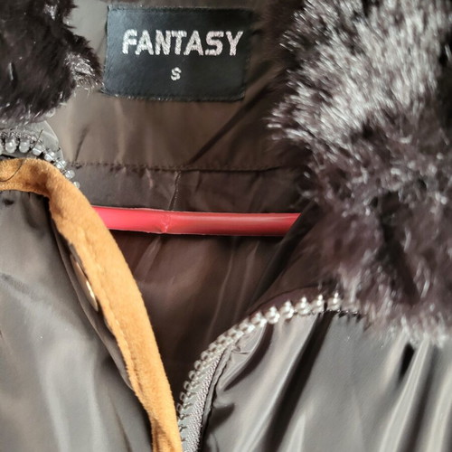 Puffer jacket with fur collar, size S