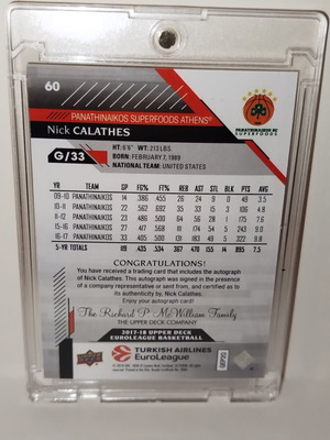 Nick Calathes autograph card 2018 HIGH GLOSS Nick Calathes autograph Panathinaikos signature