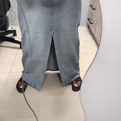Zara long denim skirt like new with front slit size L