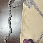 Evita Peroni Necklace with Grey Beads and Fabric Detail New