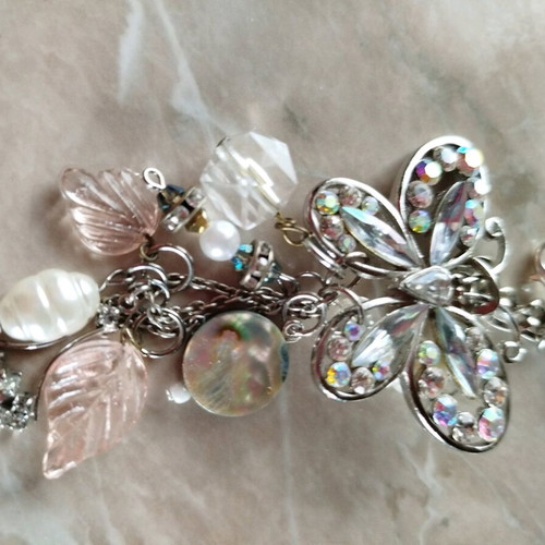 Butterfly keychain handmade new silver