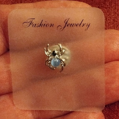 Spider brooch pin, colorful silver fashion jewelry